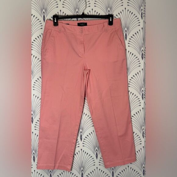 Talbots Barbie Pink Double-Button Pants size women’s 12 cropped chinos - Picture 1 of 5